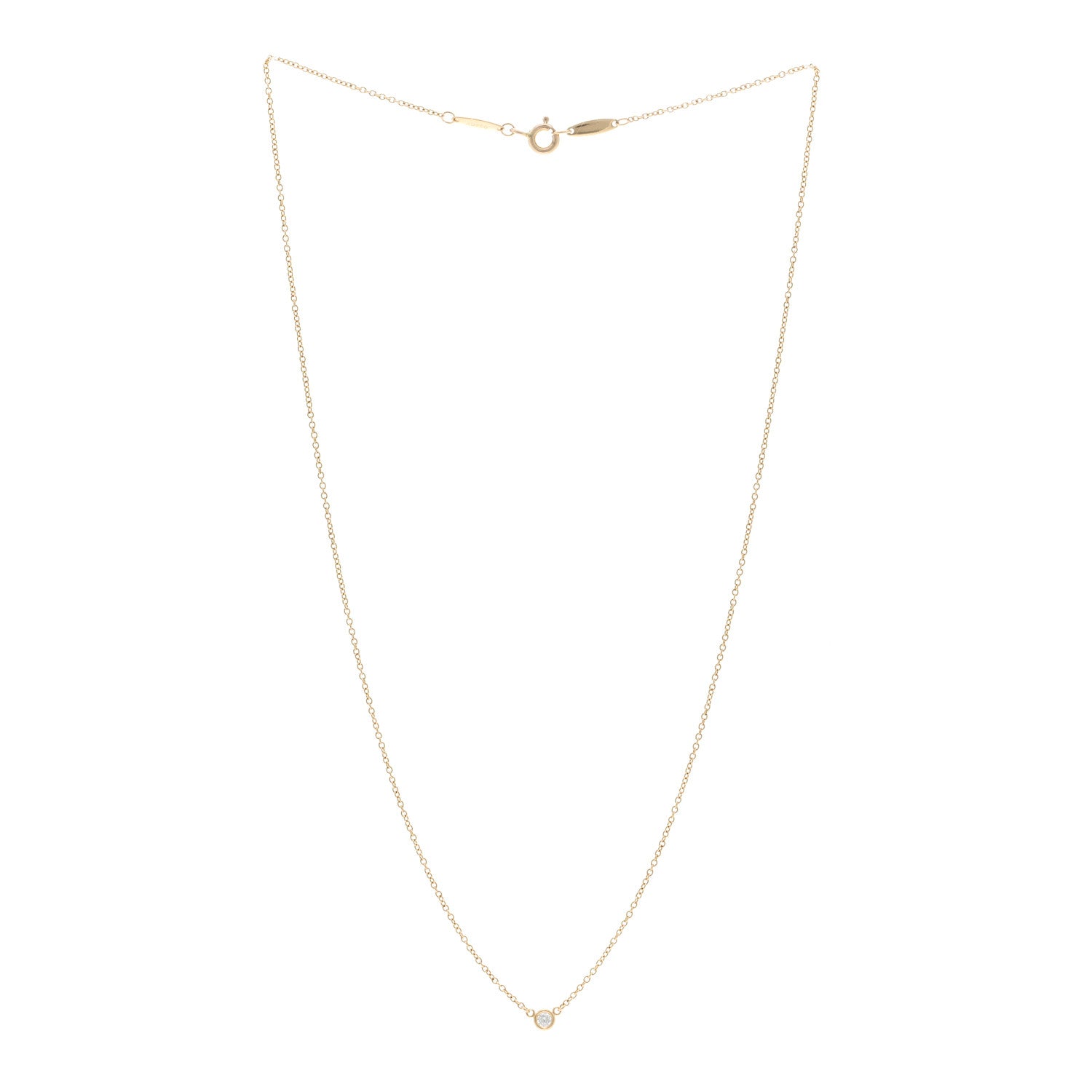Tiffany 18K Yellow Gold Diamond .05ct Elsa Peretti Diamonds by the Yard Pendant Necklace 3 of 4