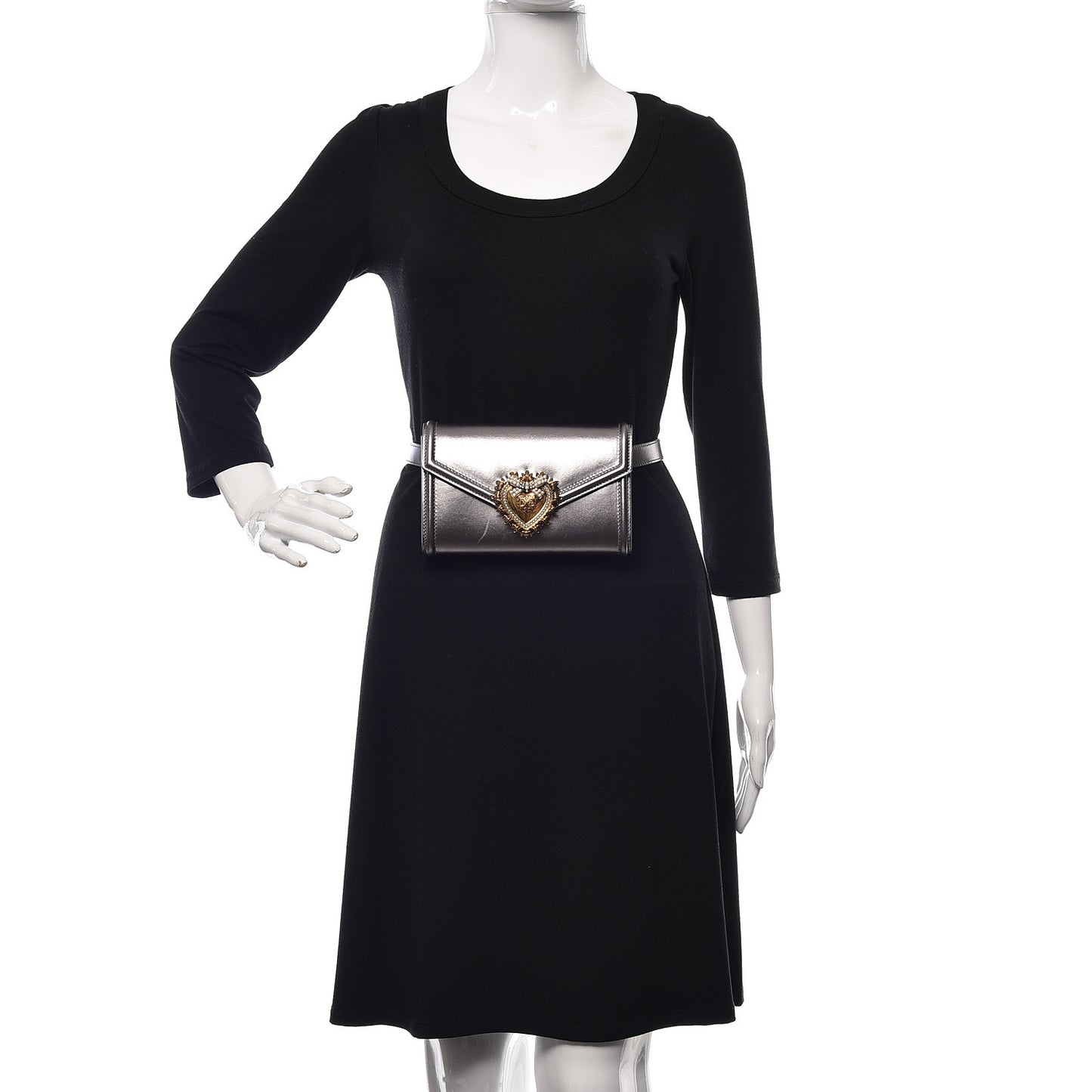 Metallic Agnello Vitello Devotion Belt Bag 95 38 Argento Scuro