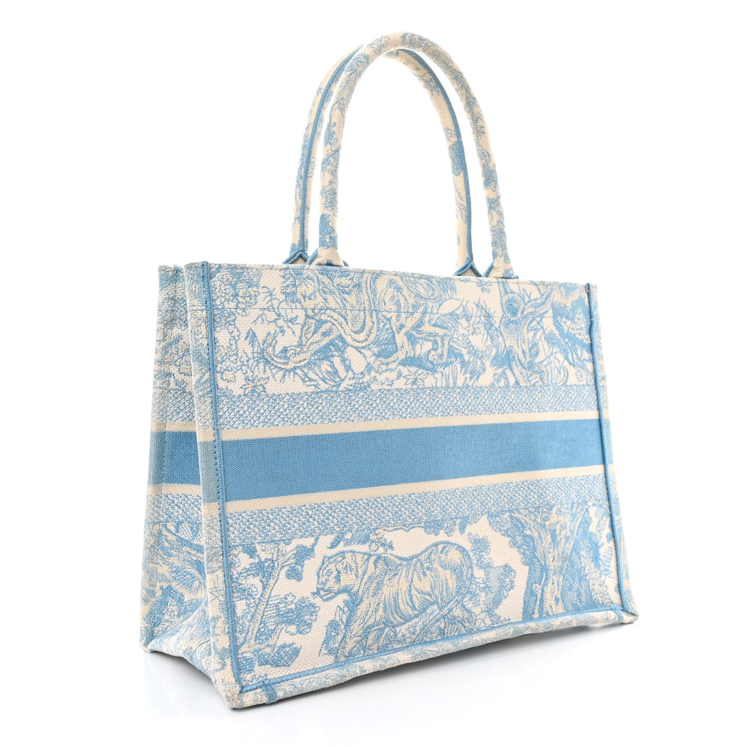 Christian Dior Canvas Embroidered Medium Dioriviera Toile De Jouy Book Tote Light Blue 3 of 14