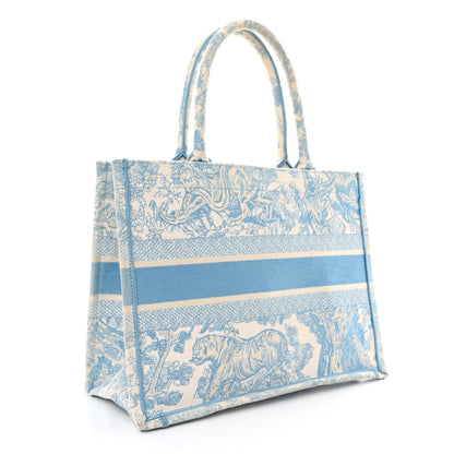 Christian Dior Canvas Embroidered Medium Dioriviera Toile De Jouy Book Tote Light Blue 3 of 14