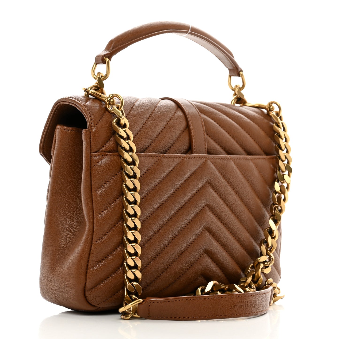 Sheepskin Matelasse Chevron Monogram Medium College Bag Brick