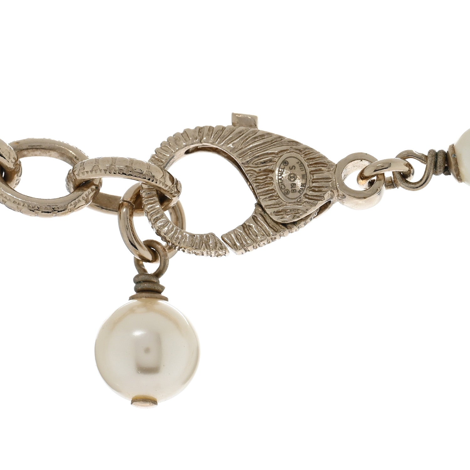 Chanel Crystal Baguette Pearl CC Cross Drop Necklace Gold 4 of 5