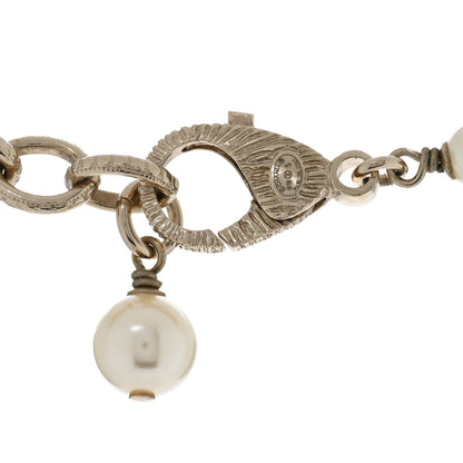 Chanel Crystal Baguette Pearl CC Cross Drop Necklace Gold 4 of 5