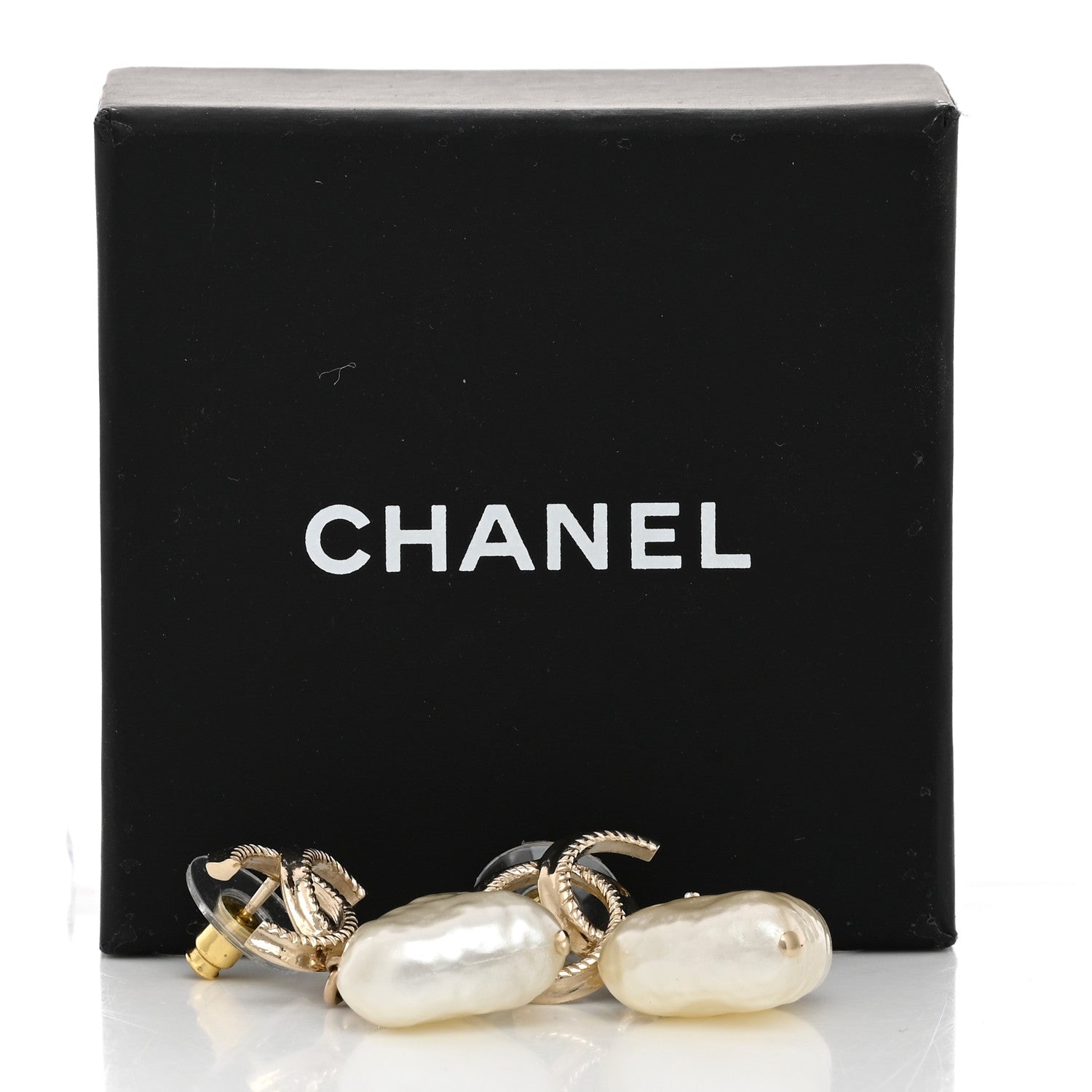 Chanel Pearl CC Heart Drop Earrings Gold 5 of 5