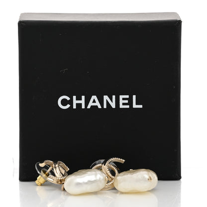 Chanel Pearl CC Heart Drop Earrings Gold 5 of 5