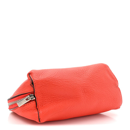 Celine Soft Grained Calfskin Cosmetic Pouch Bag Red 4 of 10