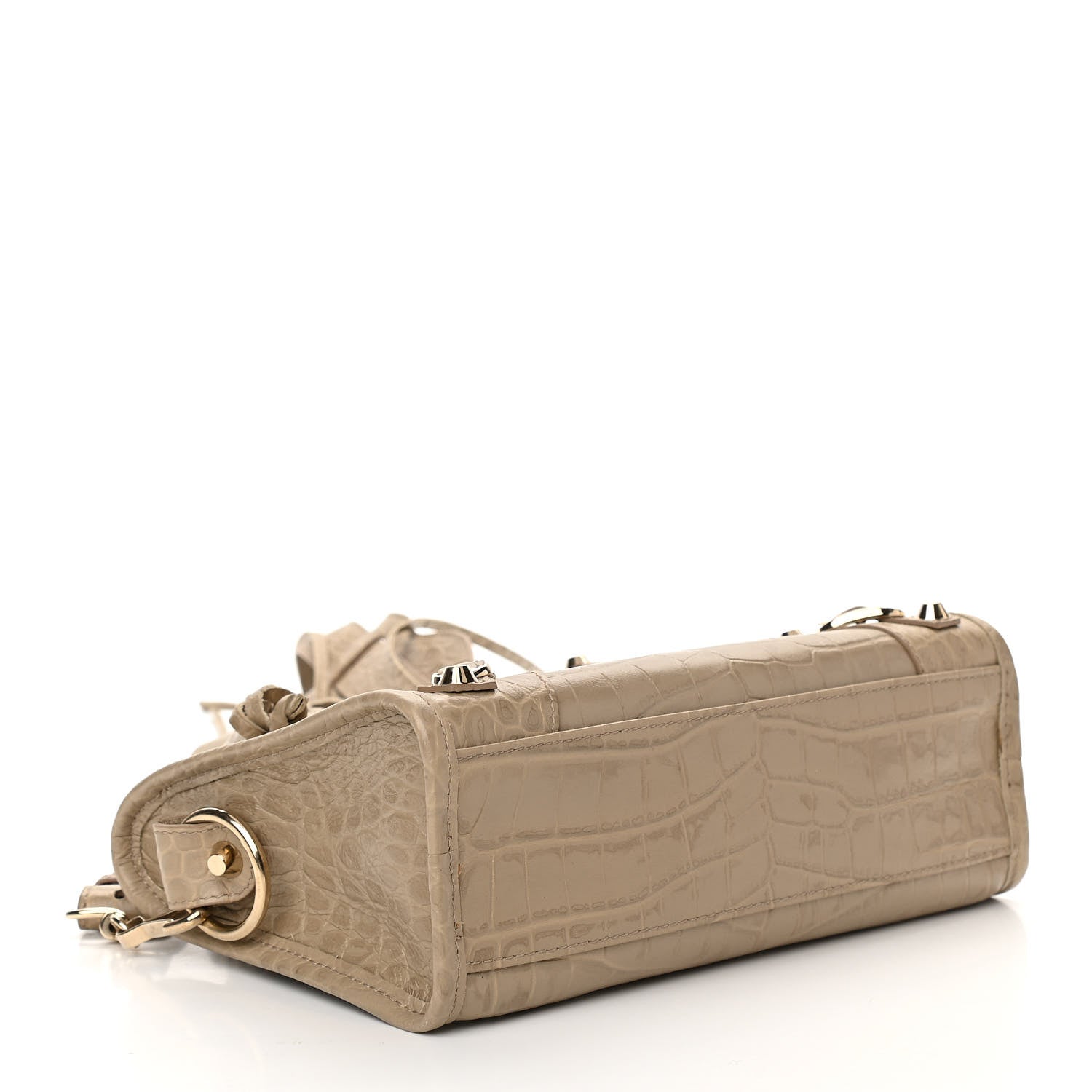 Balenciaga Calfskin Crocodile Embossed Classic Gold Hardware Mini City Beige Latte 4 of 10