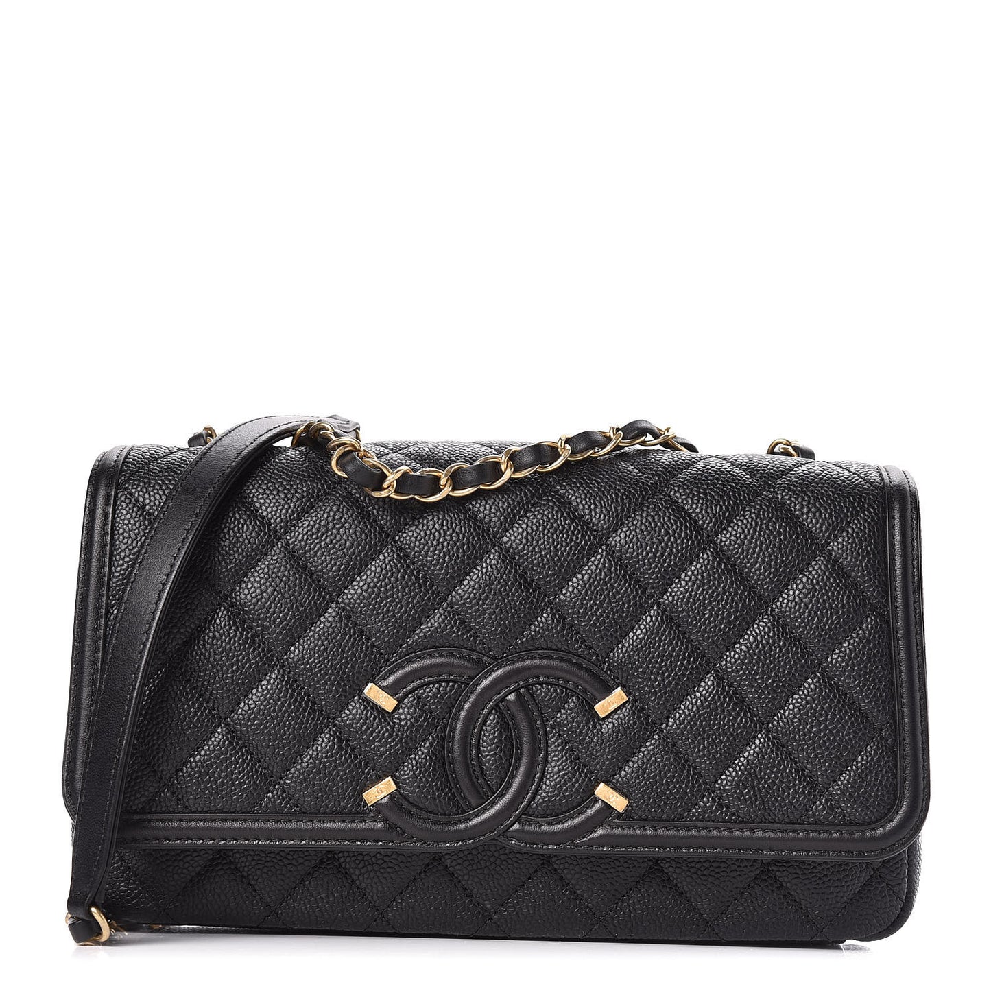 Caviar Quilted Medium CC Filigree Flap Black