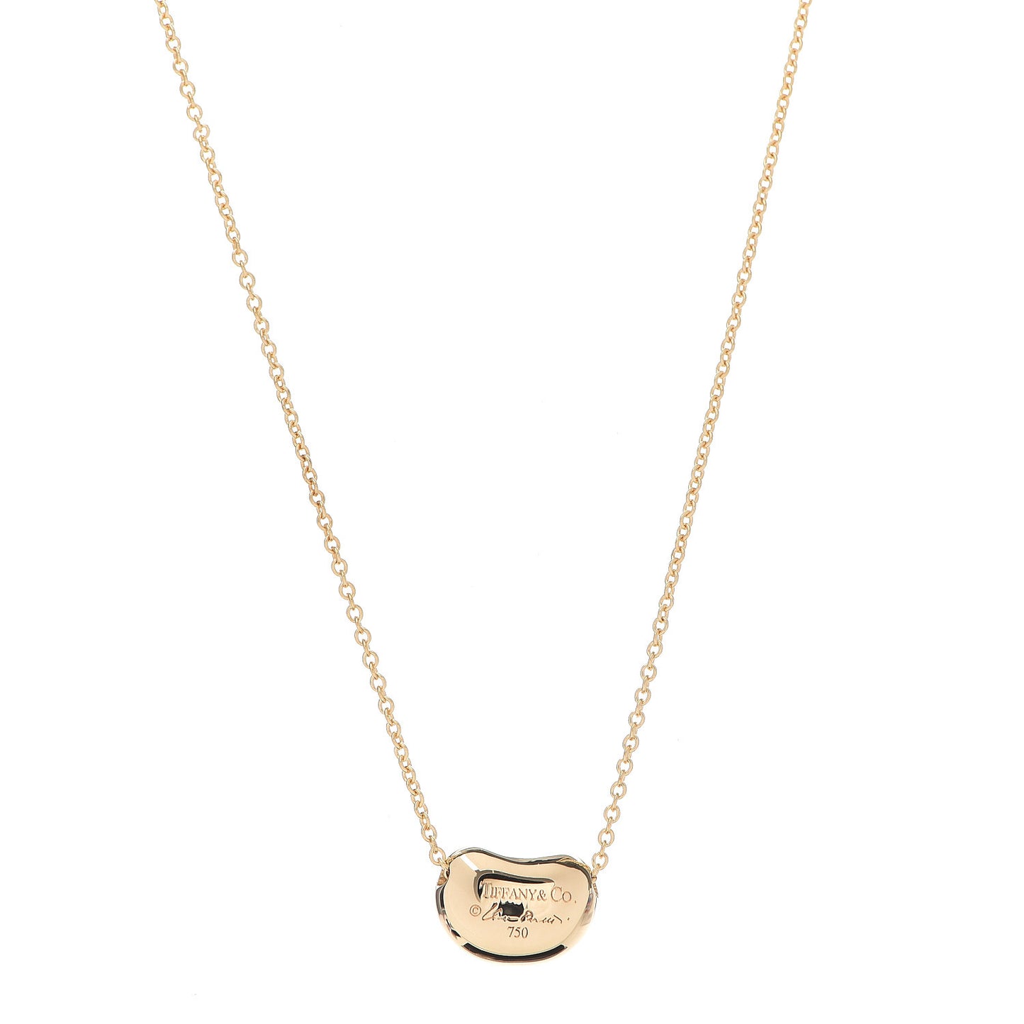18K Yellow Gold 11mm Elsa Peretti Bean Pendant Necklace