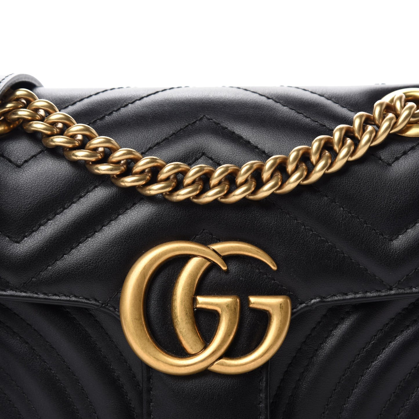 Calfskin Matelasse Mini GG Marmont Shoulder Bag Black