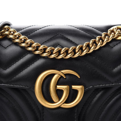 Gucci Calfskin Matelasse Mini GG Marmont Shoulder Bag Black 11 of 11