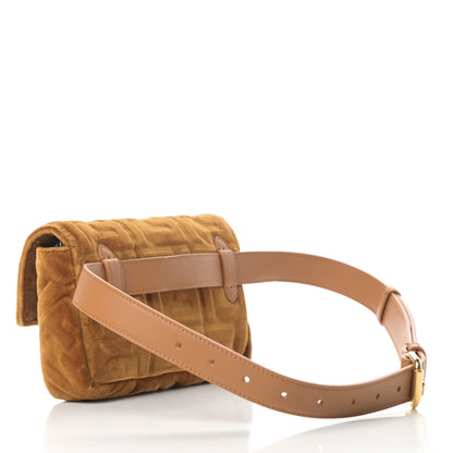 Fendi Velvet FF Embossed Hip Belt Baguette Bag Caramel 3 of 11