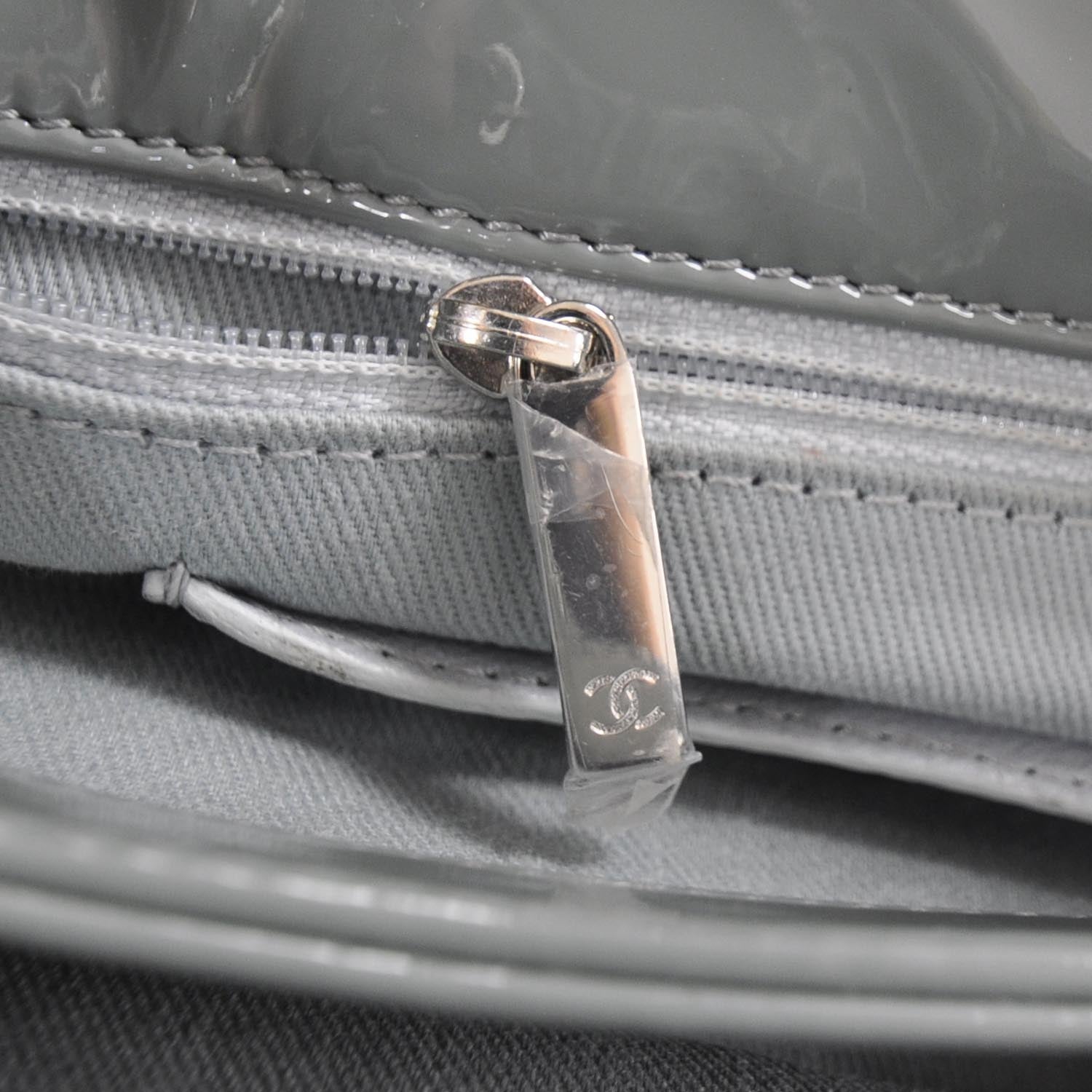 Chanel Patent Quilted Small Just Mademoiselle Gray 9 of 10