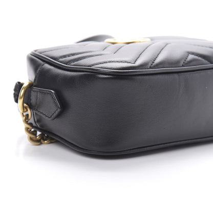 Gucci Calfskin Matelasse Mini GG Marmont Chain Shoulder Bag Black 9 of 10