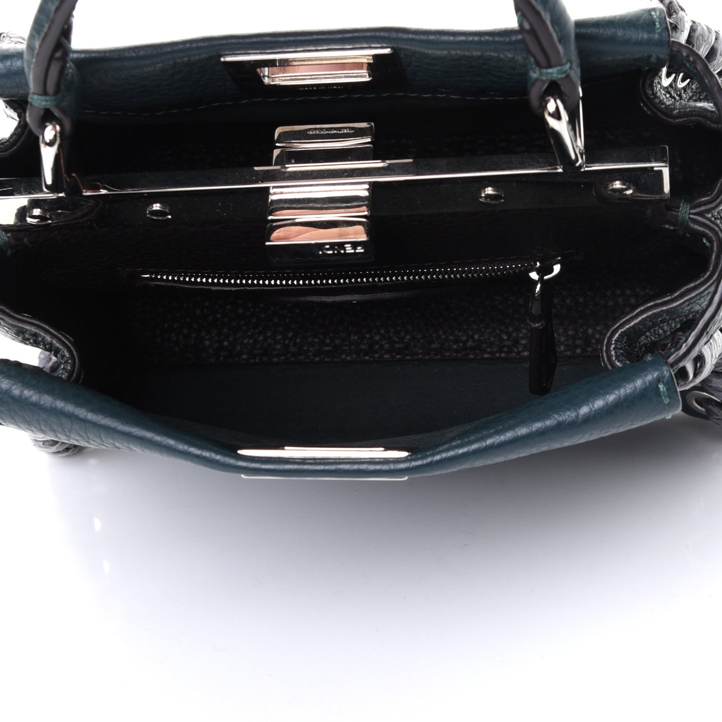 Cuoio Romano Elaphe Selleria Lace Up Bi-Color Mini Peekaboo Iconic Satchel Amazzonia