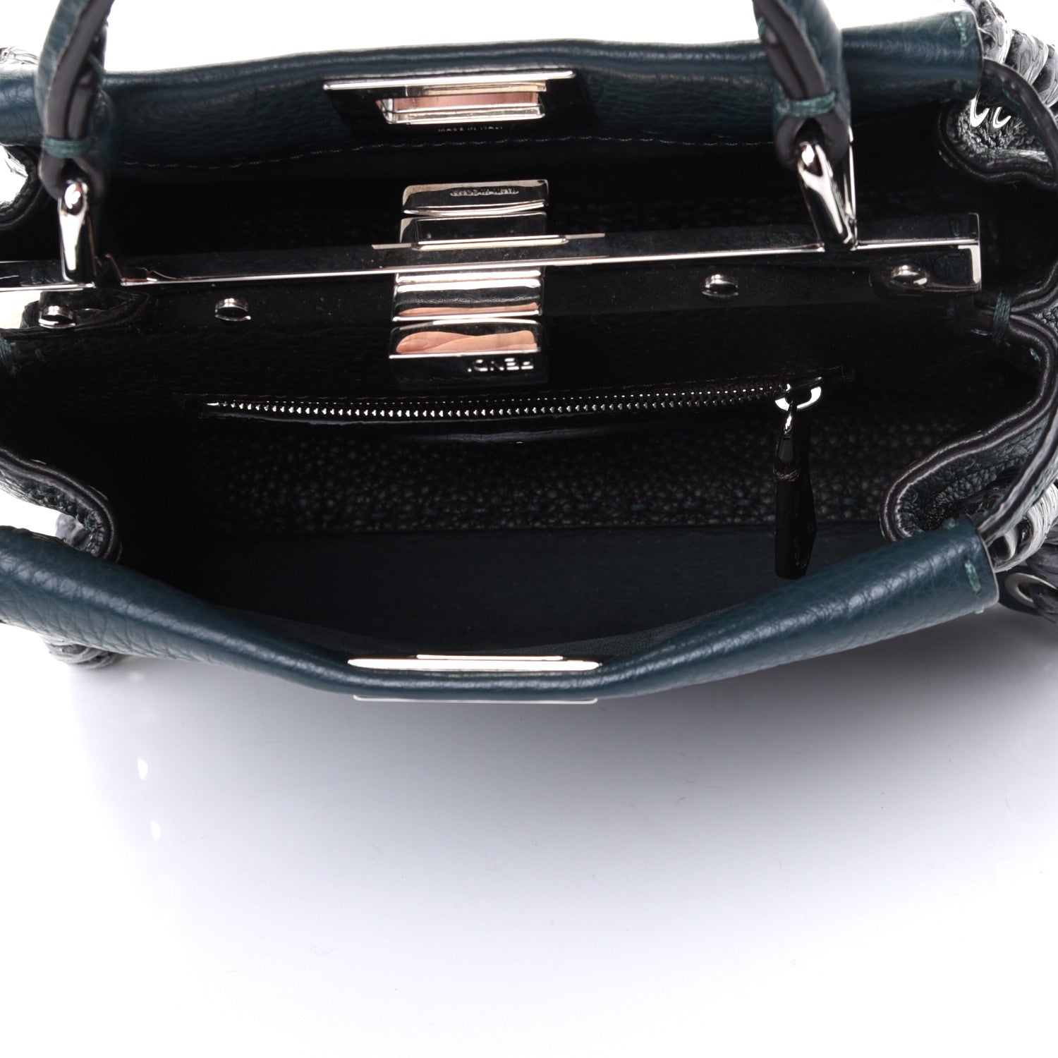 Fendi Cuoio Romano Elaphe Selleria Lace Up Bi-Color Mini Peekaboo Iconic Satchel Amazzonia 4 of 4