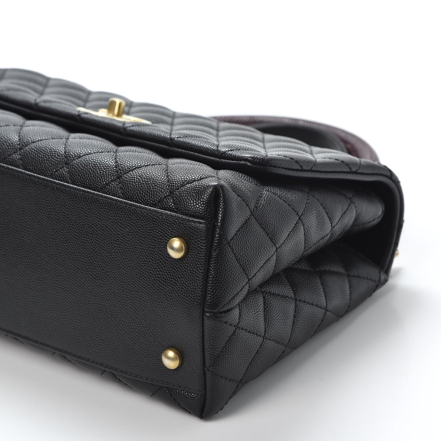 Caviar Lizard Quilted Small Coco Handle Flap Black