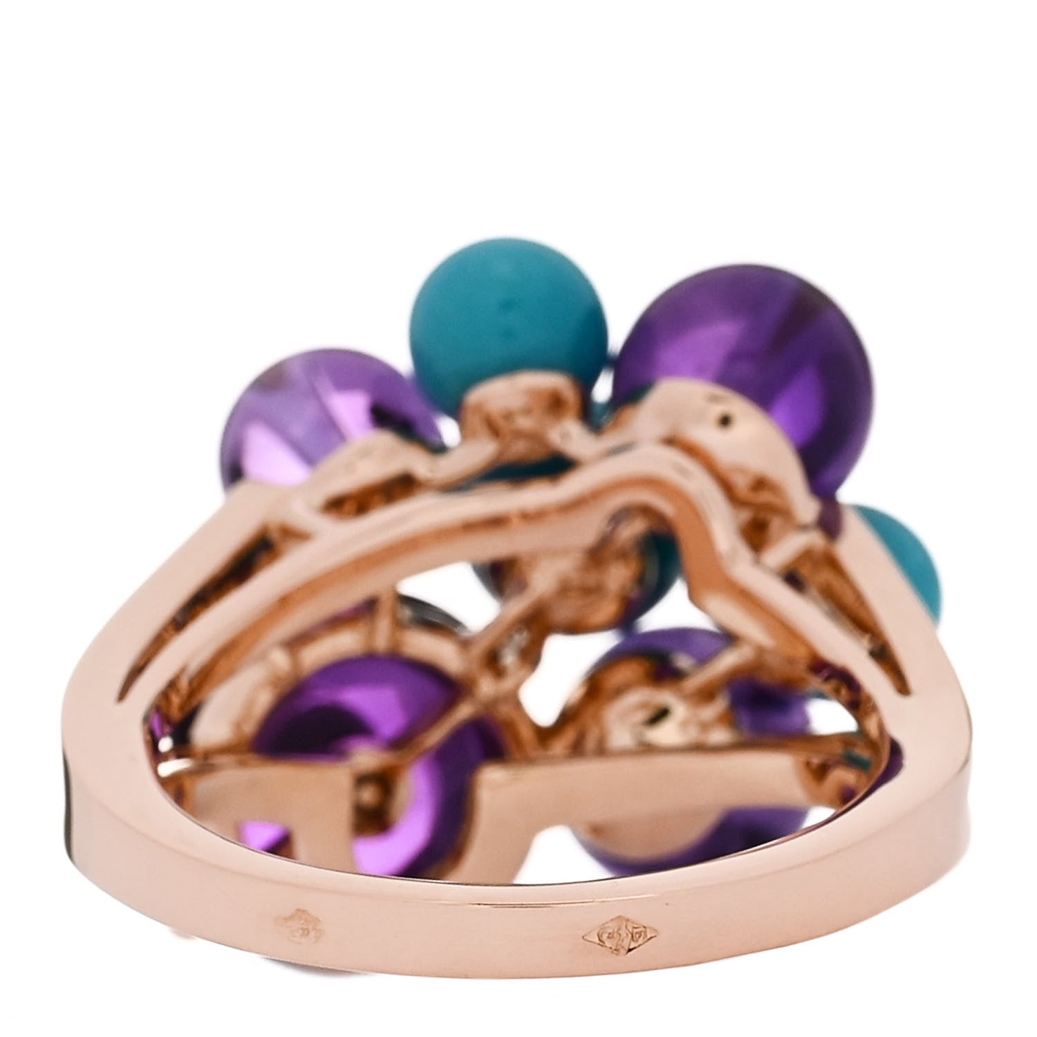 Cartier 18K Rose Gold Diamond Turquoise Amethyst Les Delices de Goa Ring 56 7.5 4 of 6