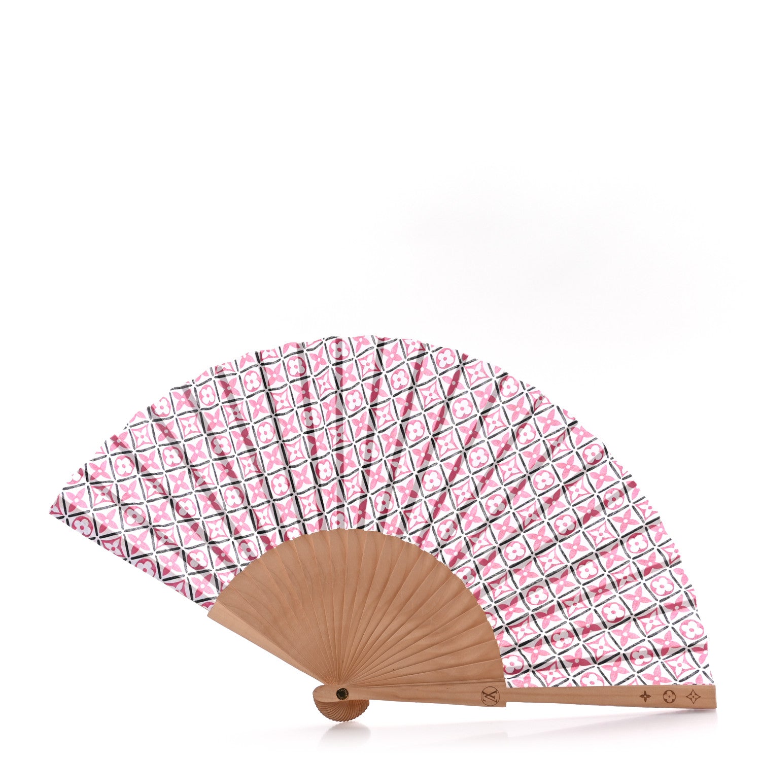 Louis Vuitton Sycamor Wood Cotton Monogram Tile Fan Fuschia 1 of 5