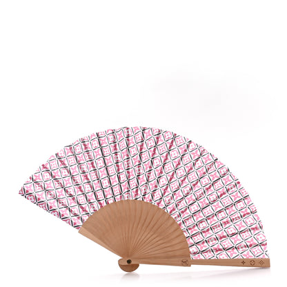 Louis Vuitton Sycamor Wood Cotton Monogram Tile Fan Fuschia 1 of 5