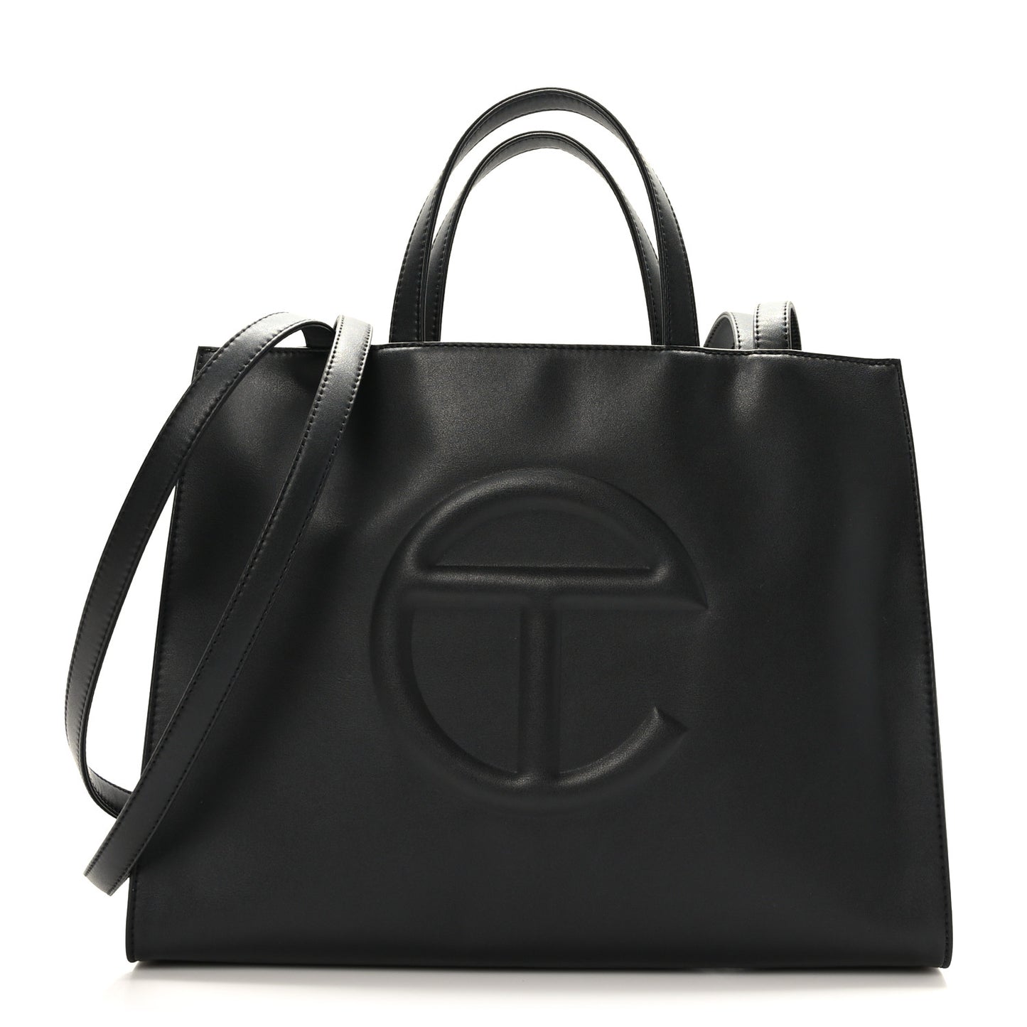 Vegan Leather Medium Shopping Bag Black