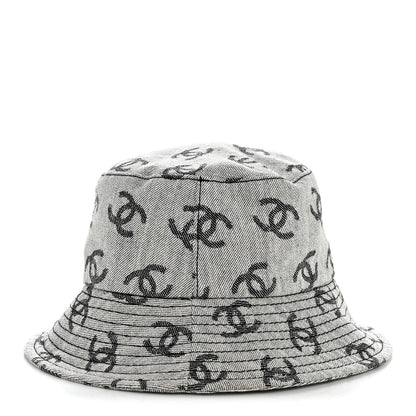 Chanel Denim CC Bucket Hat S White Black 5 of 9
