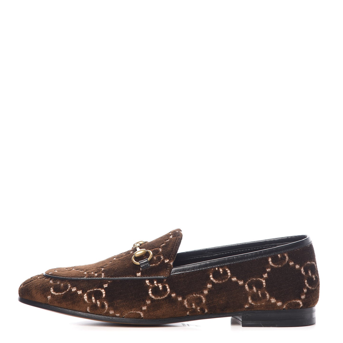 Velvet GG Monogram Horsebit Womens Jordaan Loafers 39.5 Brown Black
