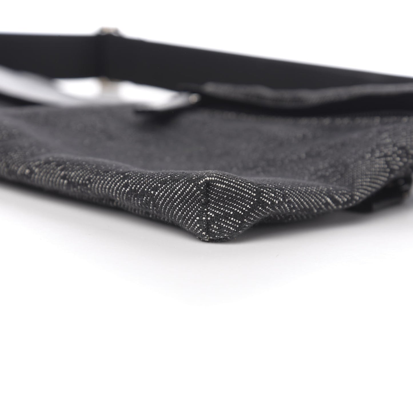 Denim Monogram Double Pocket Belt Bag Black