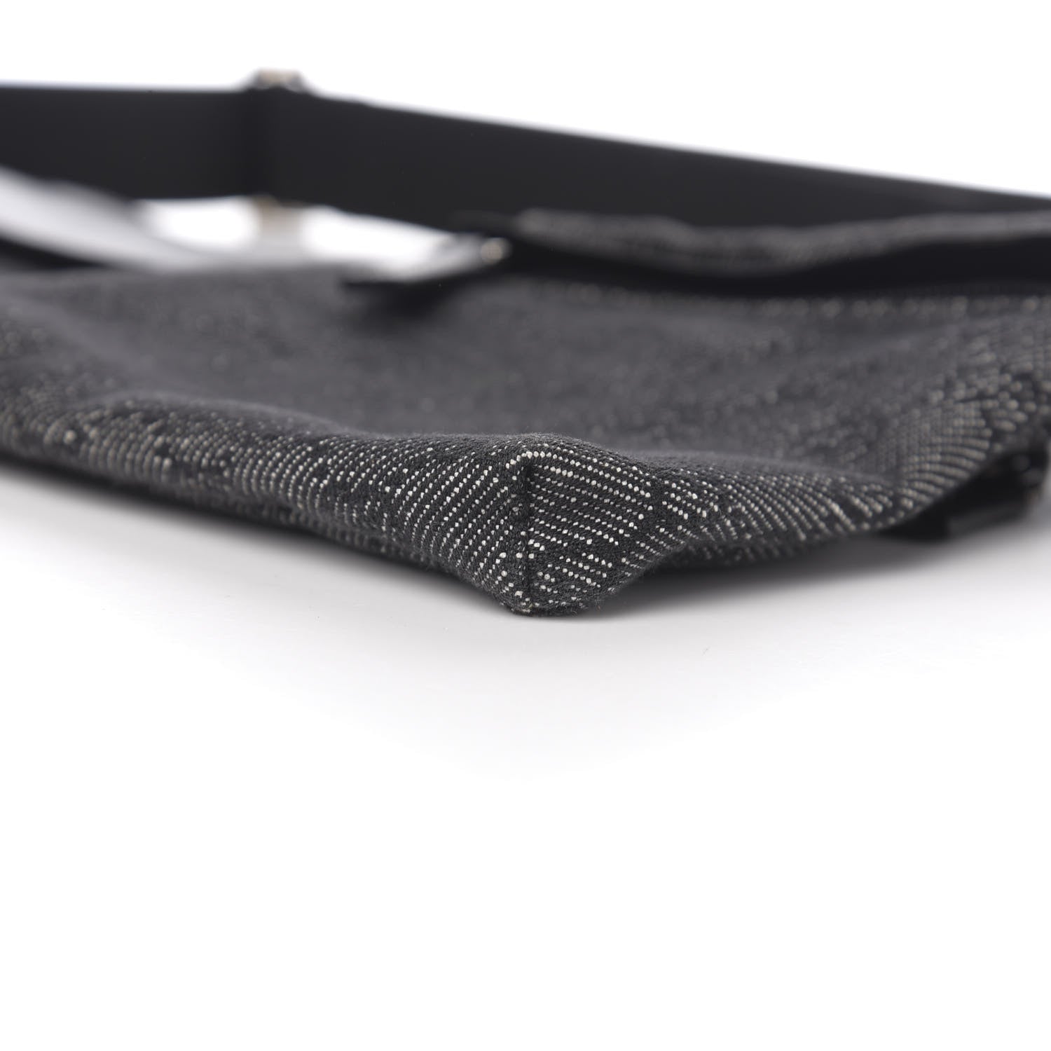 Gucci Denim Monogram Double Pocket Belt Bag Black 8 of 10