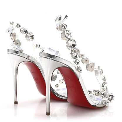 Christian Louboutin Laminated Calfskin PVC Jewel Rosalie 100 Sandals 37 Silver 5 of 8