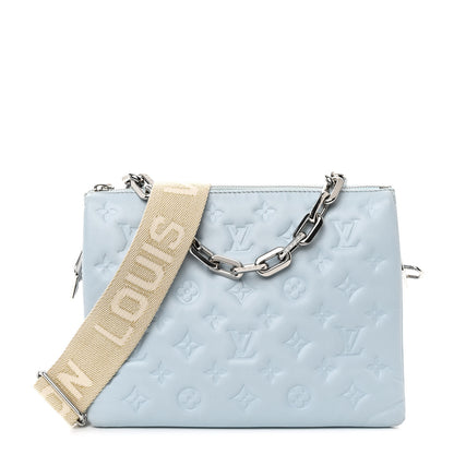 Louis Vuitton Lambskin Embossed Monogram Coussin PM Ice Blue 1 of 11