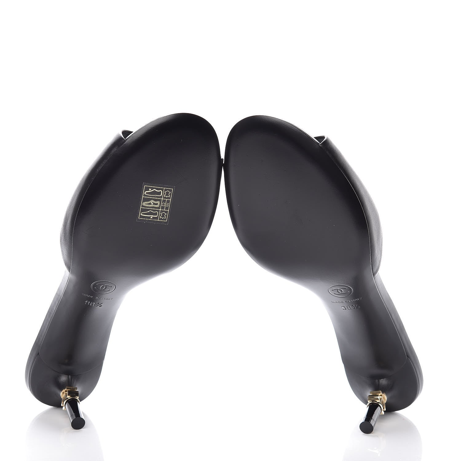 Chanel Calfskin Grosgrain CC Mules 38.5 Black 5 of 9