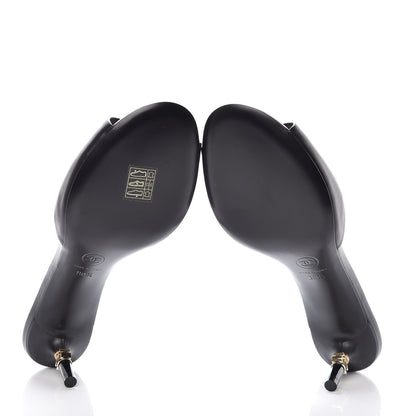 Chanel Calfskin Grosgrain CC Mules 38.5 Black 5 of 9
