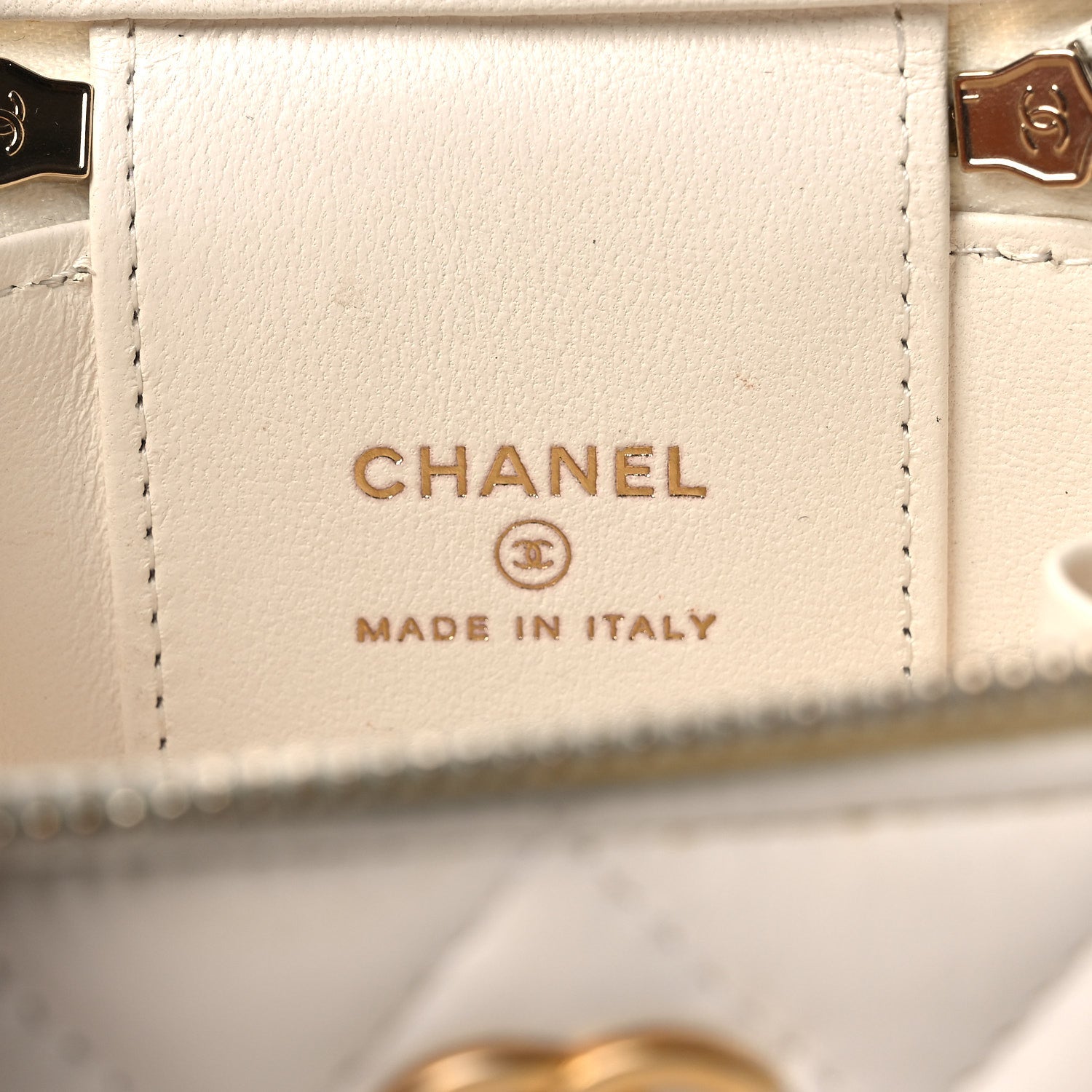 Chanel Lambskin Quilted Mini Vanity Case With Chain White 5 of 12