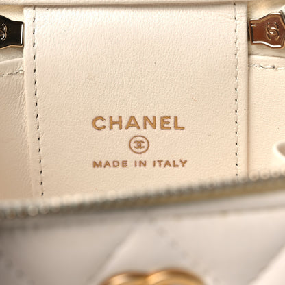 Chanel Lambskin Quilted Mini Vanity Case With Chain White 5 of 12
