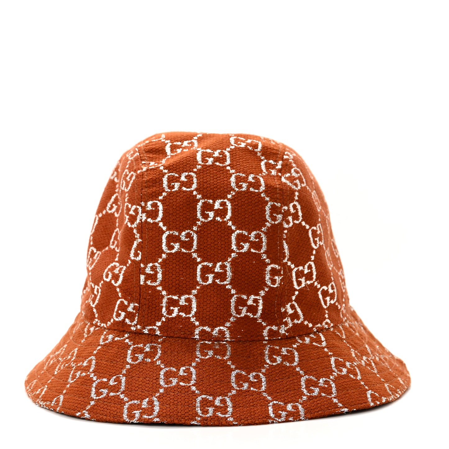 Canvas Lame GG Monogram Bucket Hat S Burnt Orange Silver