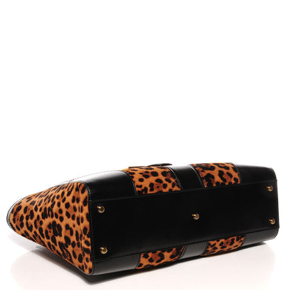 Gucci Pony Hair Jaguar Print Medium Lady Buckle Top Handle Bag Black 4 of 9