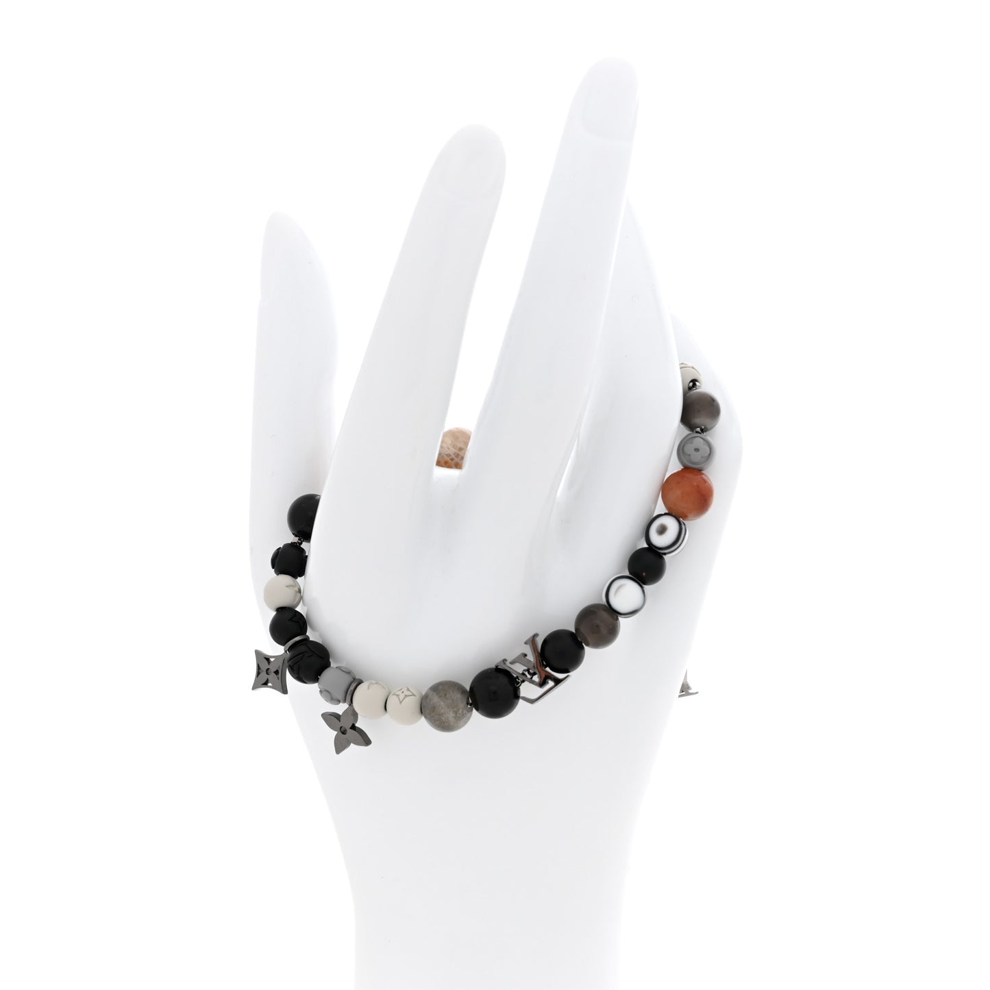 Metal Resin Opal LV Beads Bracelet Black