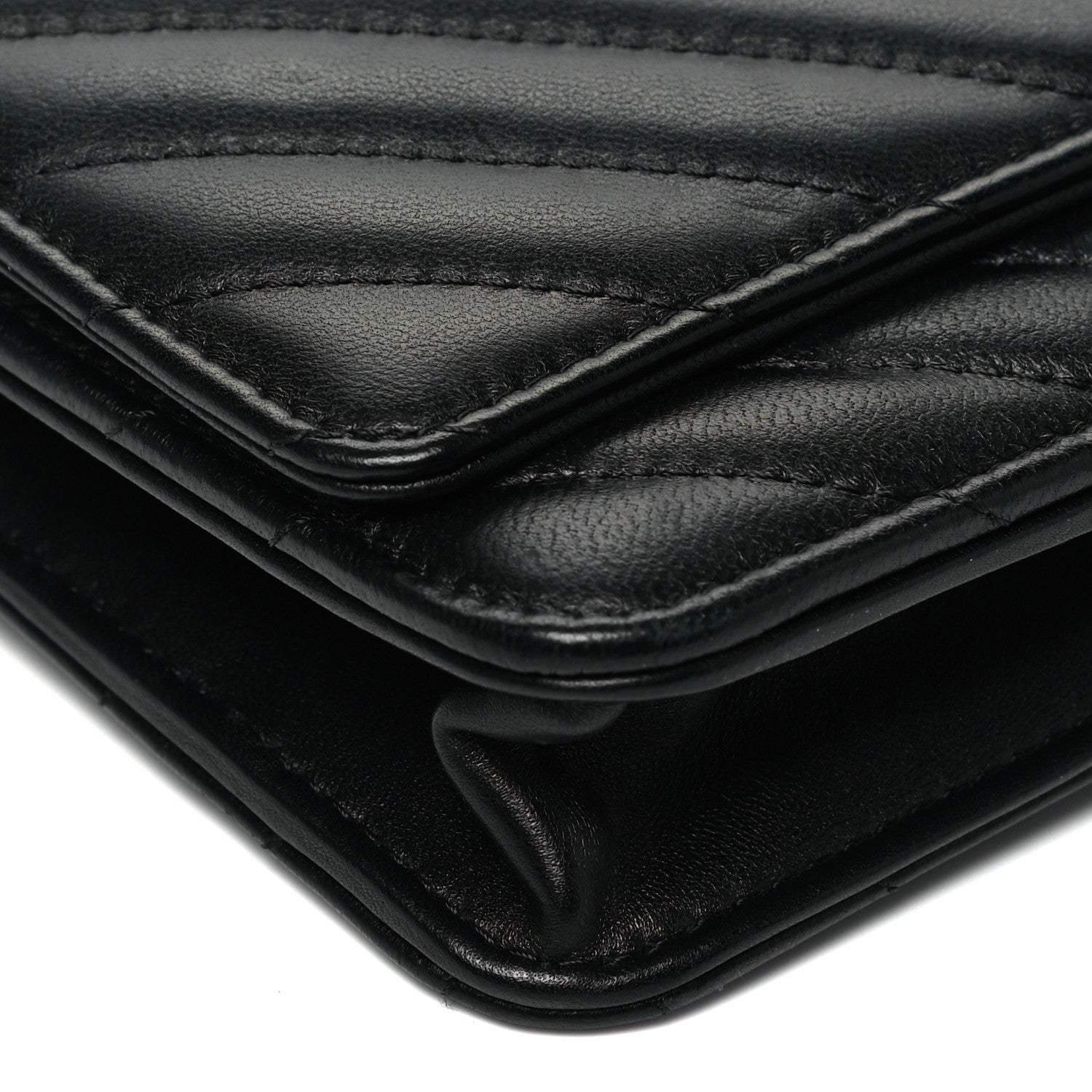 Chanel Lambskin Chevron Quilted Wallet On Chain WOC Black 9 of 10