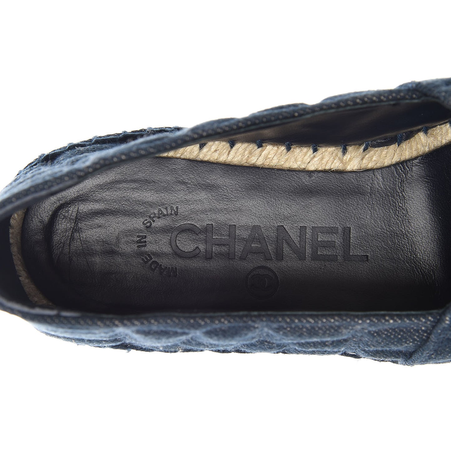 Denim Toile Embossed CC Espadrilles 37 Navy Black