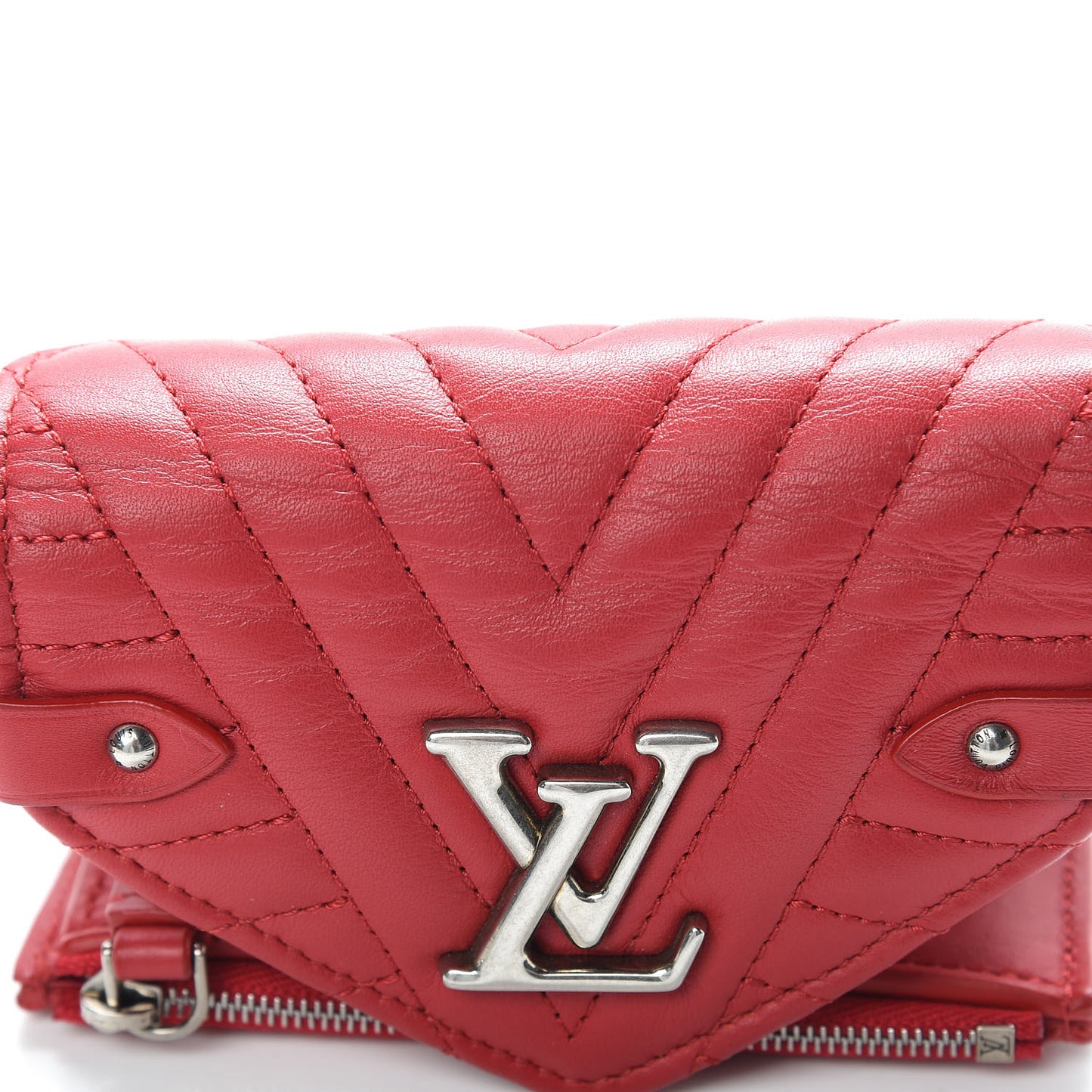 Calfskin New Wave Compact Wallet Rouge