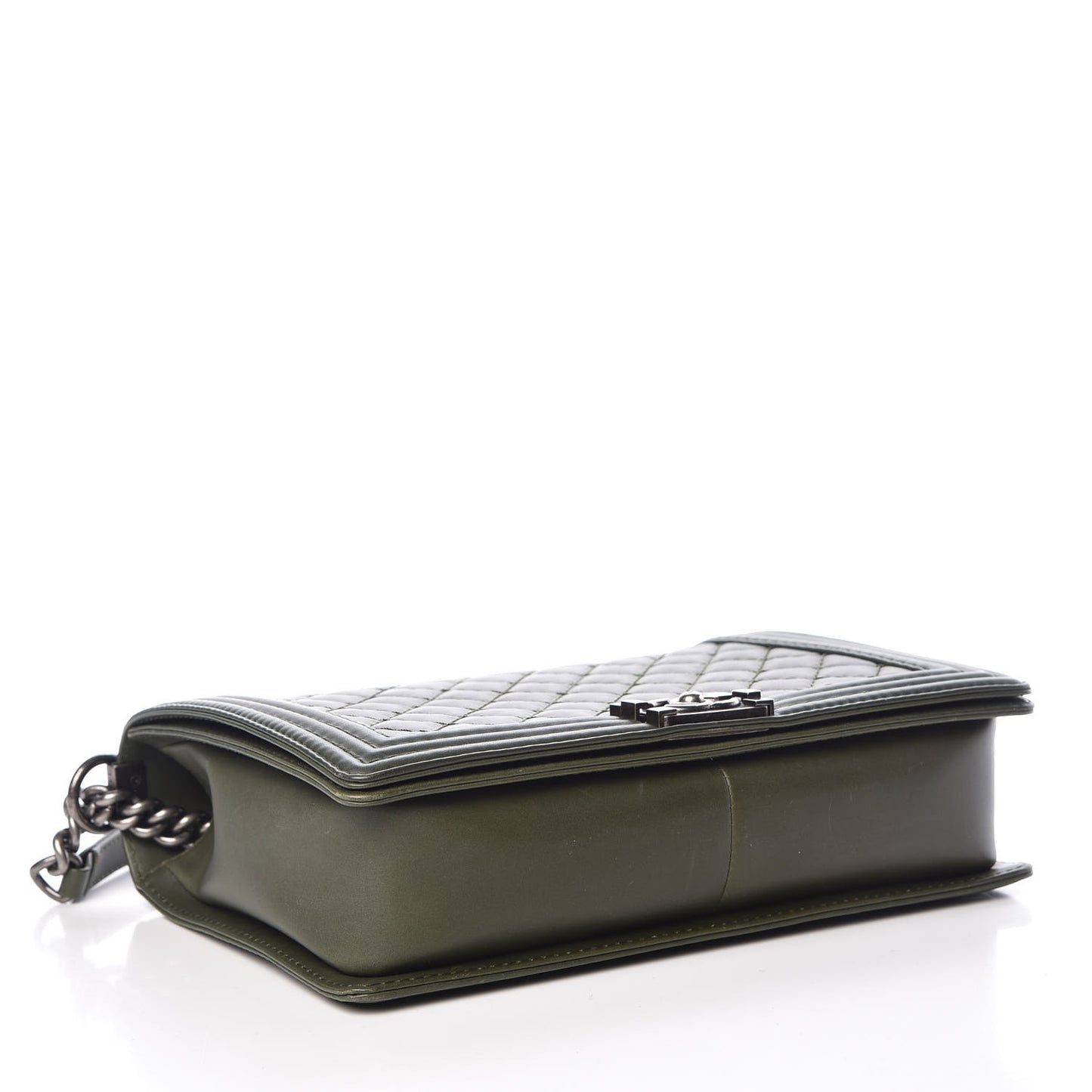 Calfskin Quilted Large Boy Flap Green