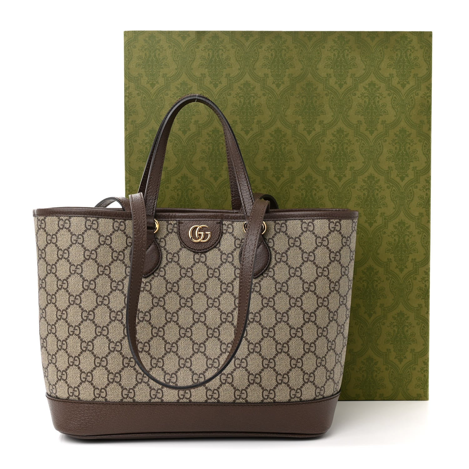 Gucci GG Supreme Monogram Textured Calfskin Small Ophidia Shoulder Tote Bag Beige Ebony New Acero 12 of 12