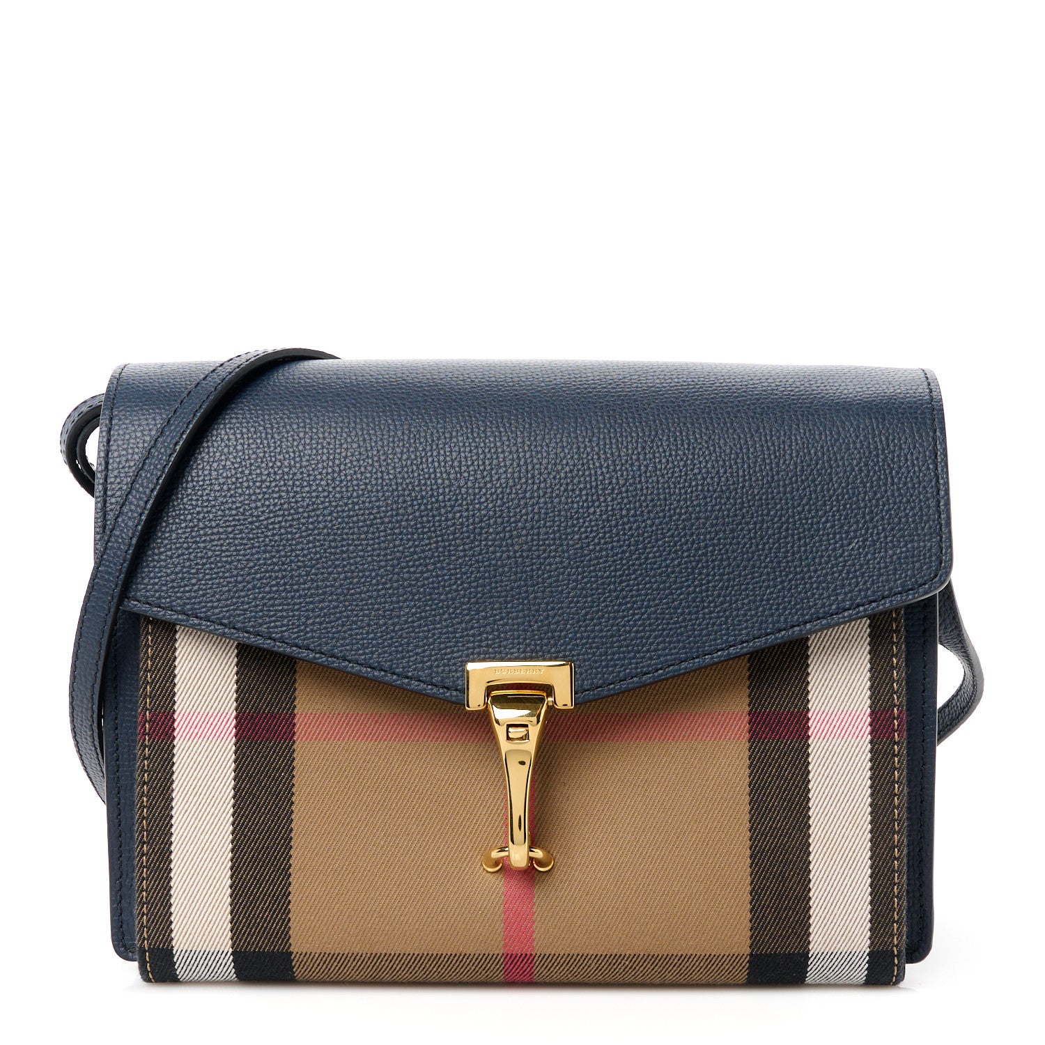 Burberry Derby Calfskin House Check Small Macken Crossbody Bag Ink Blue 1 of 12