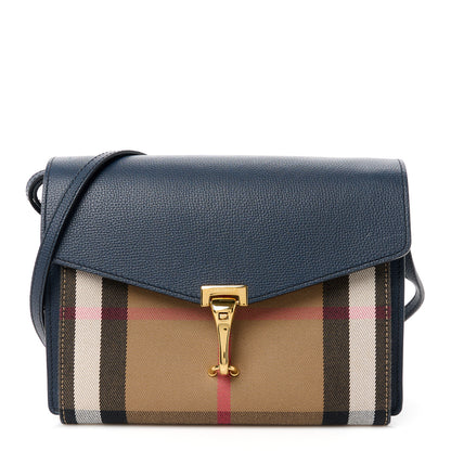 Burberry Derby Calfskin House Check Small Macken Crossbody Bag Ink Blue 1 of 12