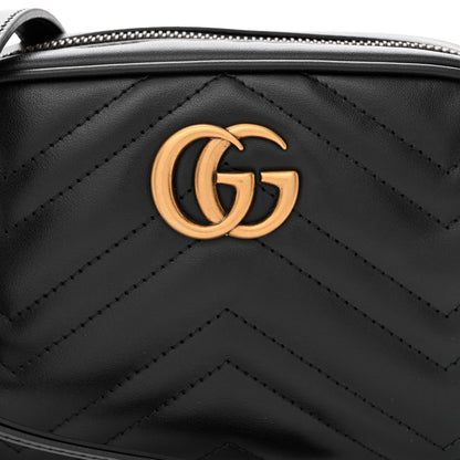 Gucci Calfskin Matelasse Mini GG Marmont Chain Shoulder Bag Black 8 of 10