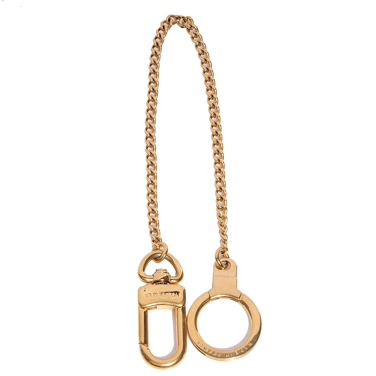 Louis Vuitton Metal Pochette Extender Key Ring Chain Gold 1 of 17