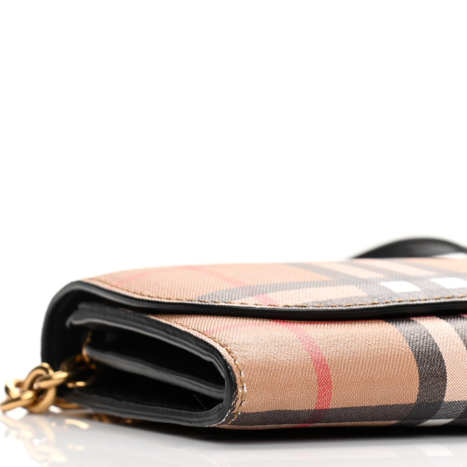 Burberry Vintage Check Henley Wallet On Chain Black 10 of 11