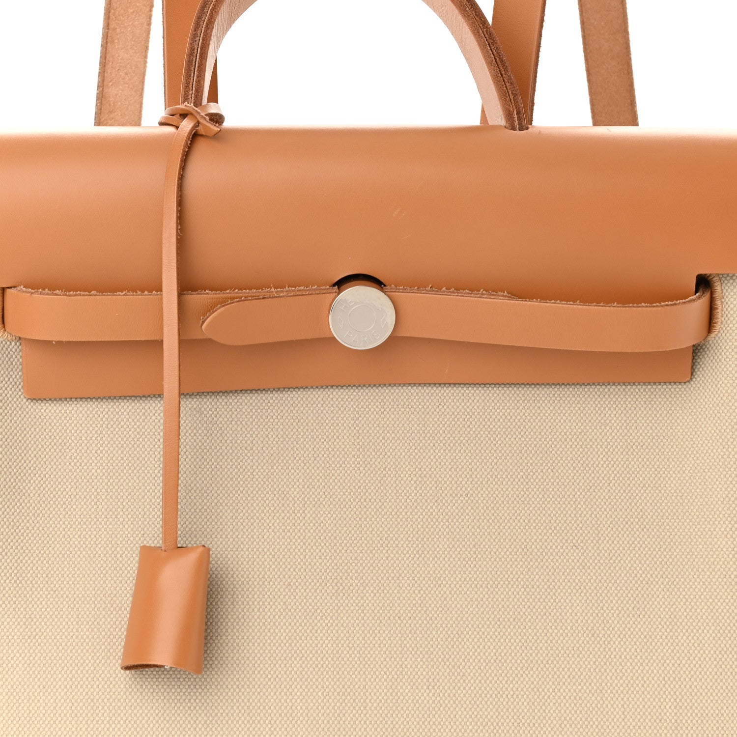 Hermes Military Toile Vache Hunter Herbag a Dos Zip Retourne Beton Naturel Sable 8 of 11