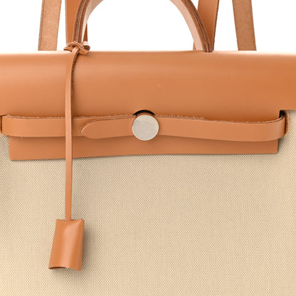 Hermes Military Toile Vache Hunter Herbag a Dos Zip Retourne Beton Naturel Sable 8 of 11